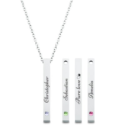 Personalised 4-Side Necklace with 3 Birthstones Personalised 4-Side Necklace with 3 Birthstones
