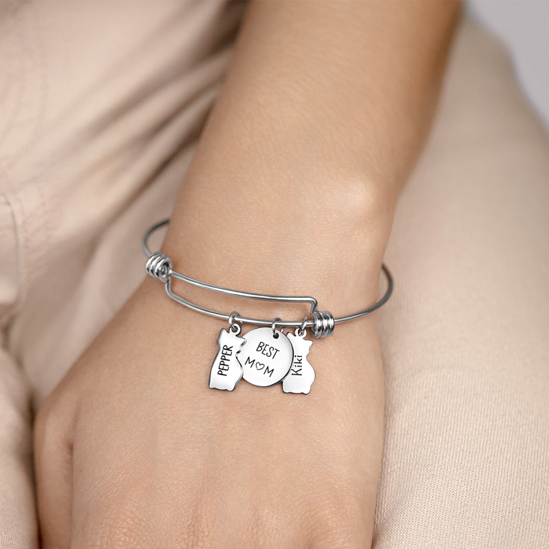 Personalised Multi-Cats Bangle Bracelet Personalised Multi-Cats Bangle Bracelet