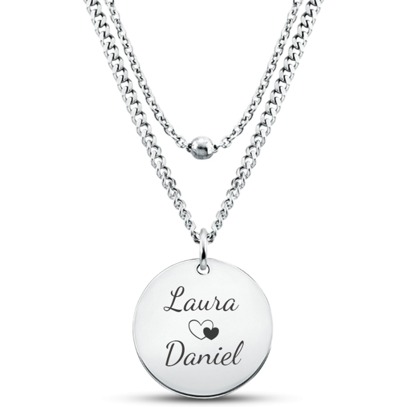 Personalised Circle Necklace With Layered Chain
