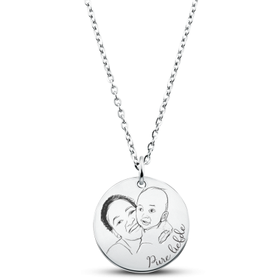 Personalised Picture-to-Drawing Necklace with Text