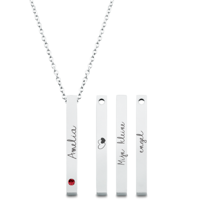 Personalised 4-Side Necklace with 1 Birthstone