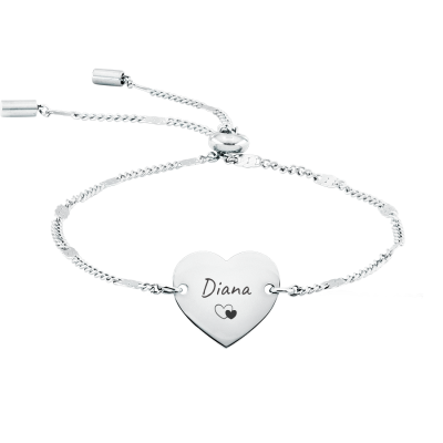 Personalised Heart with Adjustable Bracelet