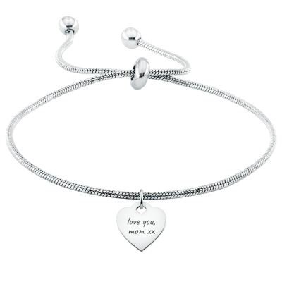 Personalised Dangle Heart with Adjustable Bracelet