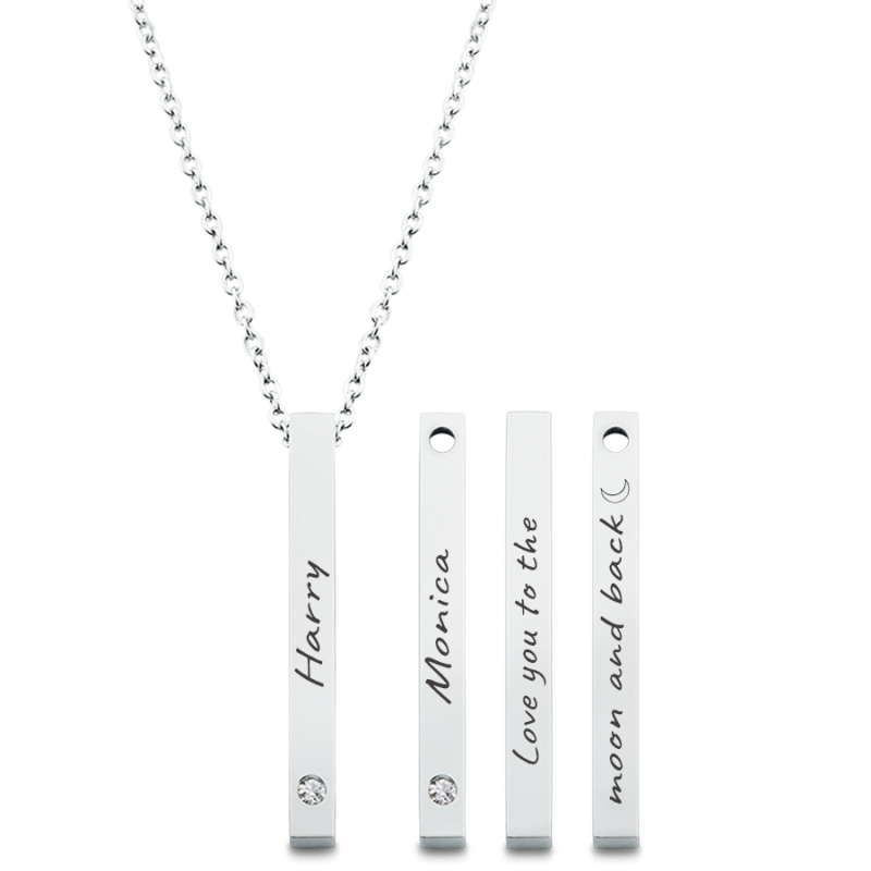 Personalised 4-Side Necklace with 2 Birthstones