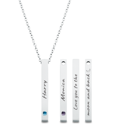 Personalised 4-Side Necklace with 2 Birthstones Personalised 4-Side Necklace with 2 Birthstones